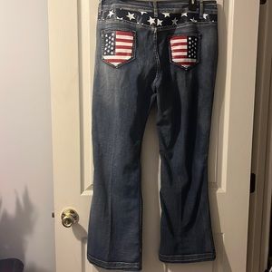 Women’s lightweight Jeans with American flags on back pockets and stars